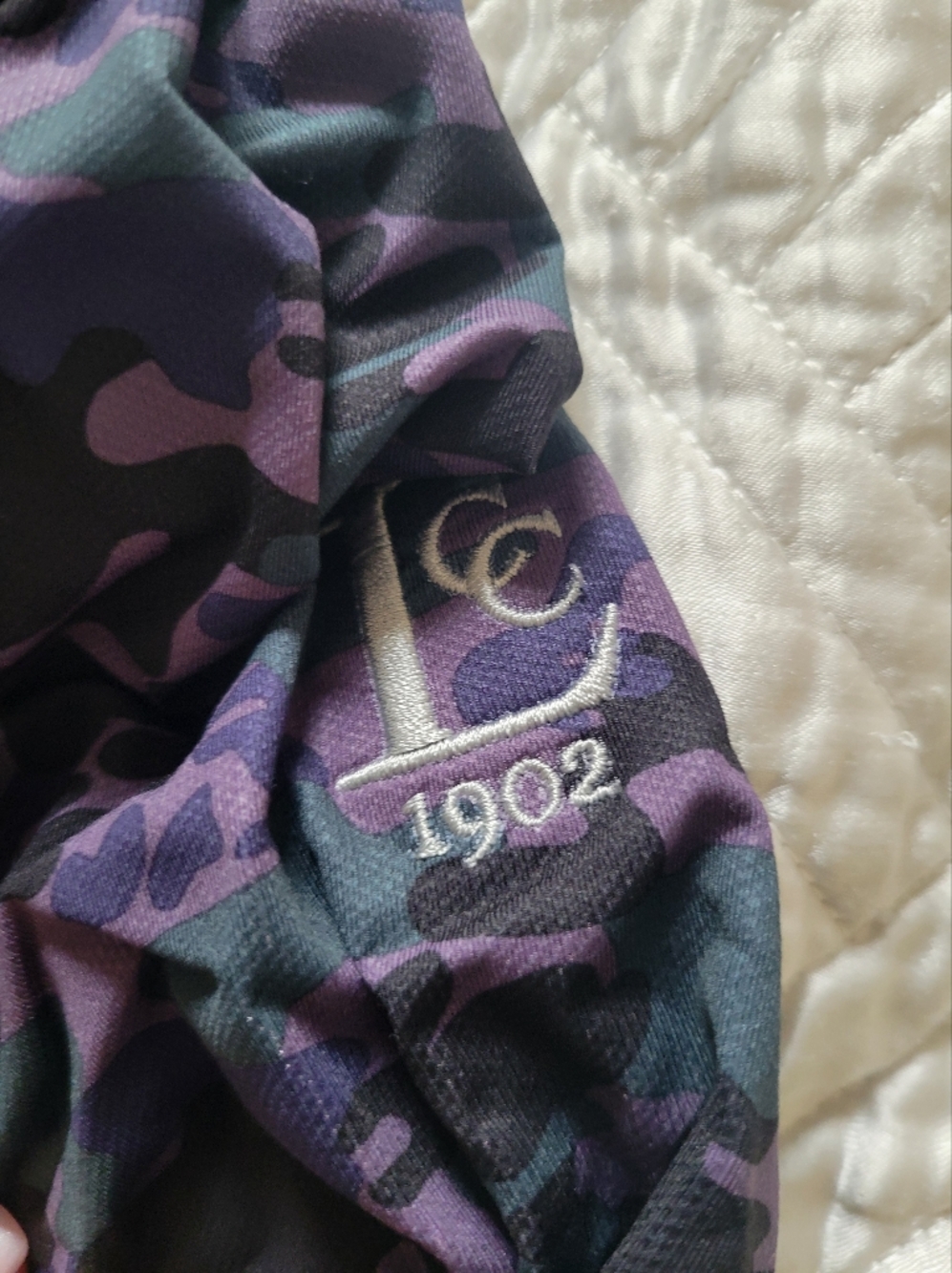 Straight Down Camo Quarter Zip Pullover Athletic Top Purple Green Size L - Picture 4 of 8